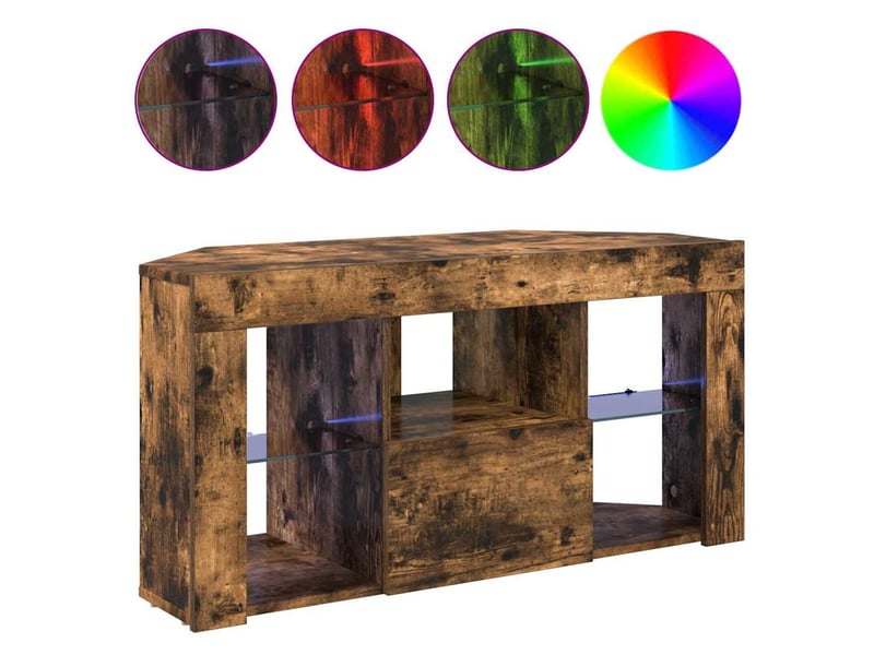 Meuble tv led d'angle 100x40x50 cm chêne fumé - Conforama D