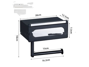 Porte papier toilette avec tiroir de rangement etagere et support noir