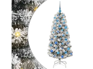 Sapin de noël - arbre de noël artificiel à branches articulées vert et blanc