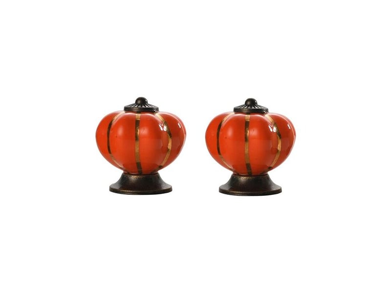 Ensemble de deux poignées en céramique en forme de citrouille, décoratives pour armoires, dressings et coiffeuses. - Conforama A