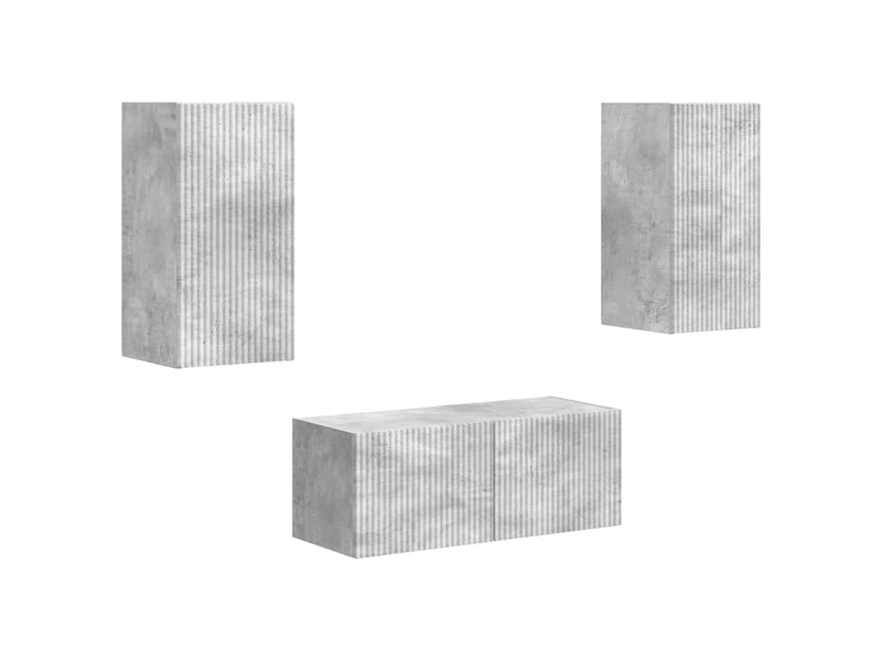  Ensemble meuble tv - banc tv - meuble de rangement 2 pcs gris béton bois d'ingénierie  - Conforama A