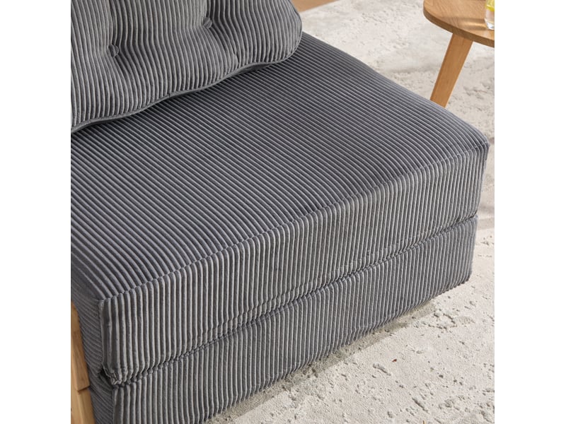  Fauteuil convertible 1 place 90 x 86 x 84 cm gris foncé en velours côtelé, couchage 90 x 170 cm  - Conforama E