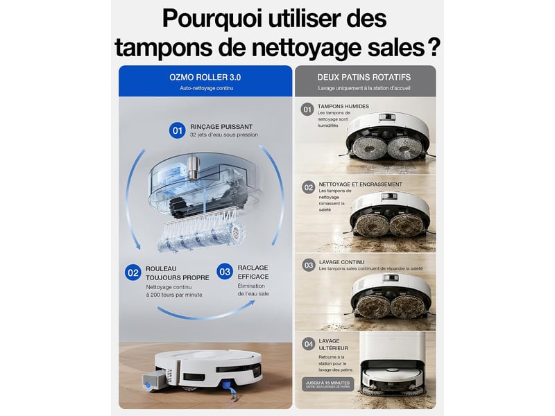 ECOVACS DEEBOT T90 Max Pro Omni Robot Aspirateur Laveur, 40000Pa, OZMO Roller 3.0, TruEdge 3.0 40kPa,Version Améliorée du T90 - Conforama C