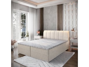 Lit avec rangement 180x200 cm <strong>MASSENO</strong> <strong></strong> coloris beige