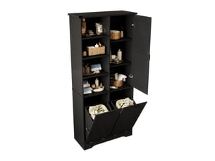 Colonne de salle de bains 78x35x172,7 cm avec 2 paniers à linge noire