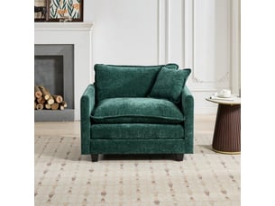 Canapé cloud 1 place, chenille verte, canapé modulable moderne, assise double couche confortable, tissu respirant, style contemporain
