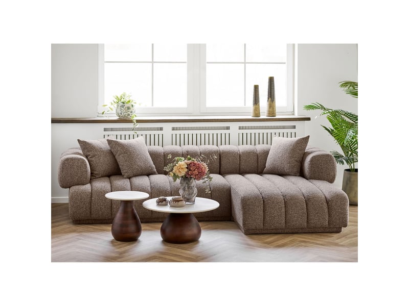  Table basse heide en bois de manguier et marbre blanc ø70 cm  - Conforama E