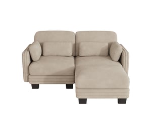 Canapé d'angle modulable tcqpz 2 places 176 x 143 x 88 cm avec ottomane en chenille café clair