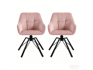 Chaise de salle à manger pivotante 360° lot de 2 avec accoudoirs  - velours rose - 58,5 × 82,5 × 54,5 cm