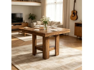 Table à manger carrée 80x80 cm – marron vintage – étagère basse de rangement, style industriel pour 2 personnes