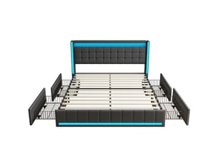Lit avec rangement 140x190 cm Lonelyo coloris gris