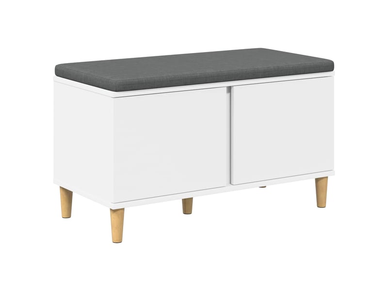  Banc d'entrée blanc 80x38x46 cm bois ingénierie et tissu shl70355  - Conforama A