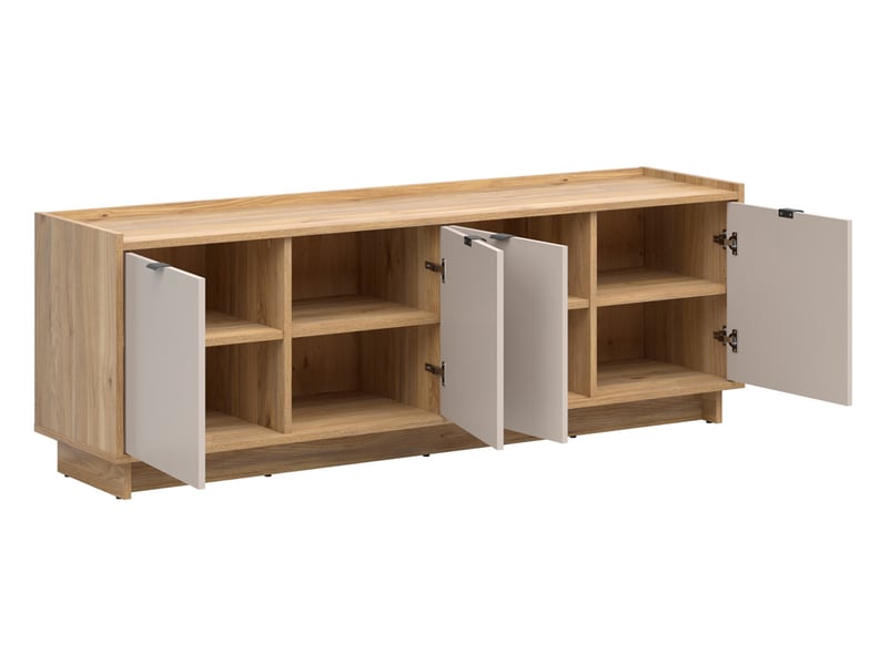  Meuble tv 4 portes coloris chêne mauvella beige - longueur 173,3 x profondeur 42 x hauteur 59,6 cm  - Conforama C