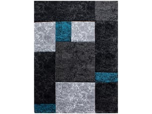 Carre - tapis géométrique à carreaux - noir et bleu 200 x 290 cm