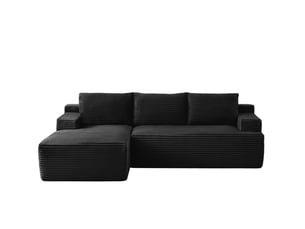 Canapé d'angle en velours côtelé 3 places, sans montage, modulaire, assise profonde, confort moelleux, design nuage