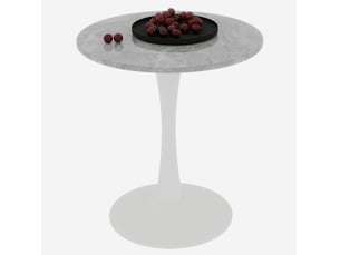 Table basse ronde 70 cm, style moderne, gris clair et coloris blanc, motif de marbre en mdf