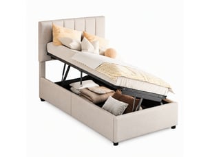 Lit simple 90x200 cm KEEPGOON coloris beige