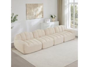 Canapé droit compressé fixe <strong>MAISENTIEL</strong> <strong></strong> 4 places Tissu bouclette