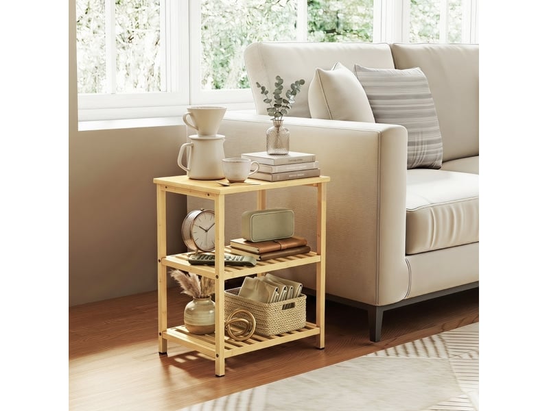  Table d'appoint 40,6 x 30 x 50,5 cm en bambou à 3 niveaux naturel chicfurn  - Conforama C