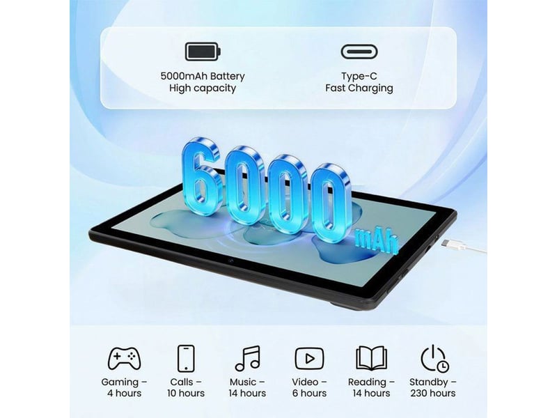  Tablette tactile android 16 10.1 pouces ecran hd 90 hz octa core a537 34 go ram 128 go noir  - Conforama E