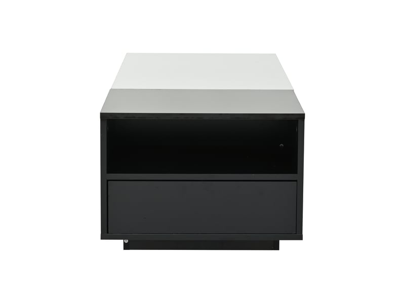  Table basse relevable avec 2 tiroirs et niche pour salon 100×50×38 cm en panneaux de particules noir et blanc  - Conforama D