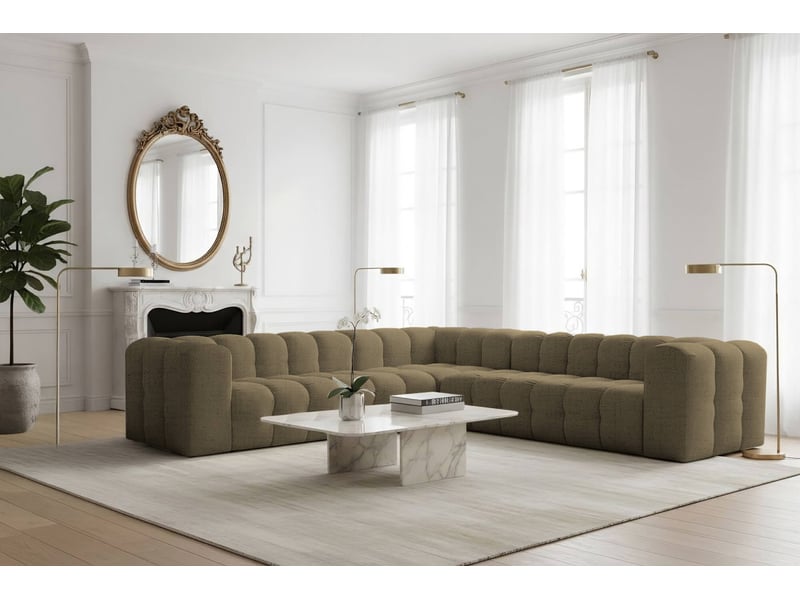  Canapé d'angle réversible miloe 6 places avec accoudoirs en tissu - vert kaki MILOE - Conforama B