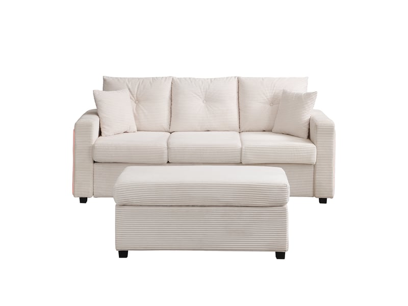  Canapé modulable, canapé 3 places, avec pouf, led, design moderne, mobilier pour espace de vie, pour salon  - Conforama B