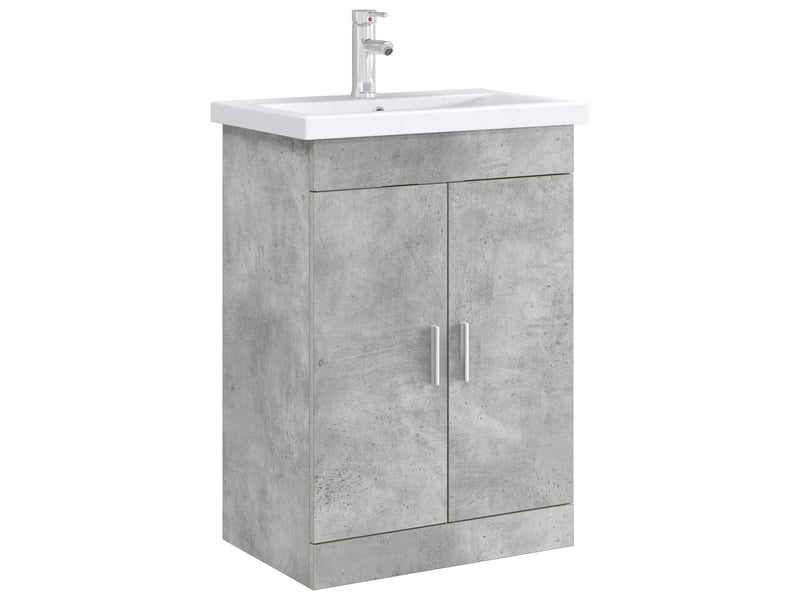  Meuble sous lavabo de salle de bain, commode gris béton shl5105  - Conforama C