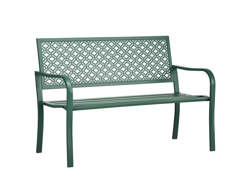  Banc de jardin en métal, 2 places, résistant aux intempéries, 127 cm x 63 cm x 83 cm, vert  - Conforama B