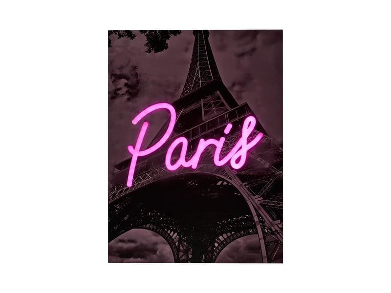 Tableau led - home deco factory - paris - noir et rose  - Conforama A