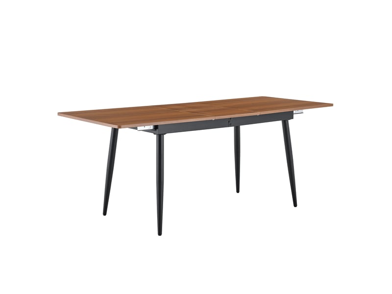 Table à manger rectangulaire 190,5 x 80 cm – walnut – plateau effet bois, pieds métal industriel - Conforama D