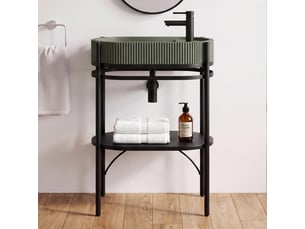 Meuble simple vasque lucia sur pieds 55cm métal noir et vasque béton