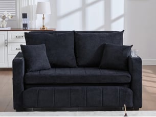 Canapé droit convertible <strong>BIQZUYA</strong> <strong></strong> 2 places Tissu noir