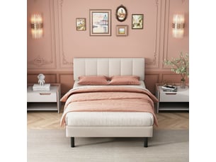 Lit 2 places 140x190 cm <strong>KORFEE</strong>  <strong></strong> coloris beige