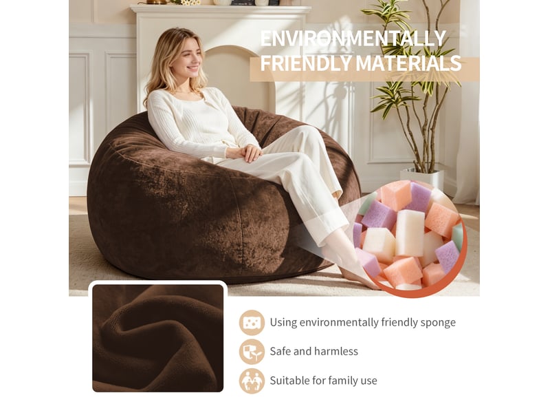  Fauteuil pouf 100x100x50 cm pliable marron café  - Conforama E