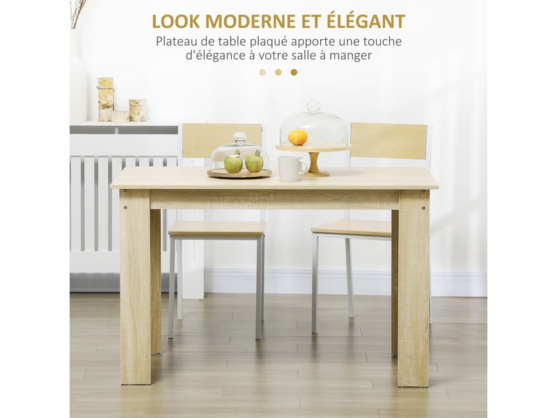  Table à manger table de cuisine design moderne avec grand plateau 2-4 personnes en bois chêne dim. 120l x 69l x 75h cm  - Conforama A