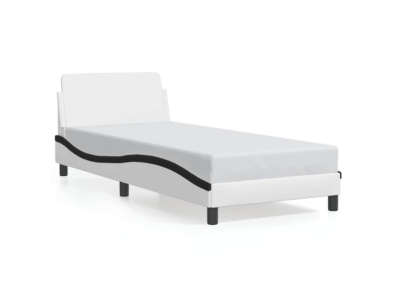  Lit simple- lit adulte -  cadre de lit dover blanc et noir 90x200 cm similicuir  - Conforama A