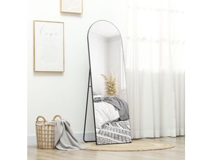 Miroir simple sur pied ou mural avec support pliable et protection anti-éclats, verre noir 50 × 150 cm