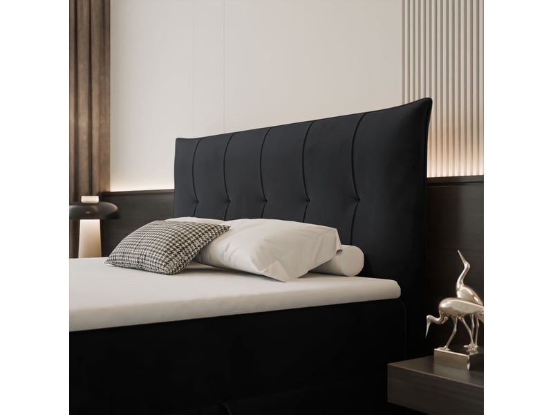  Lit coffre chester - 160x200 cm - avec matelas et surmatelas - velours doux - noir CHESTER - Conforama D