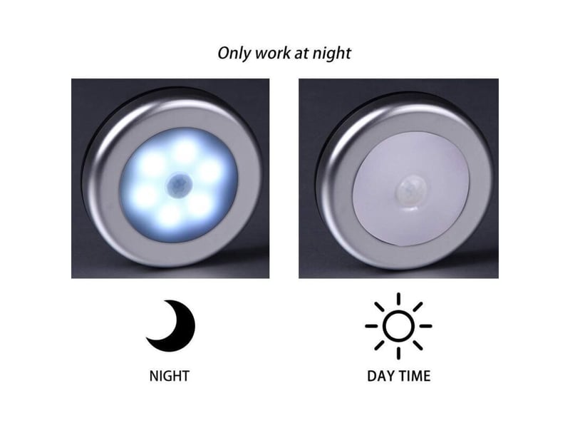 Lampe led sans fil avec détecteur de mouvement pour placard, escalier, couloir, cuisine, chambre à coucher (6pcs) (coquille d'argent (lumière blanche)  - Conforama C