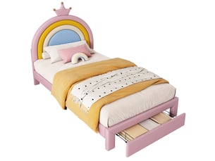 Lit avec rangement 90x200 cm WISHDOR   coloris rose