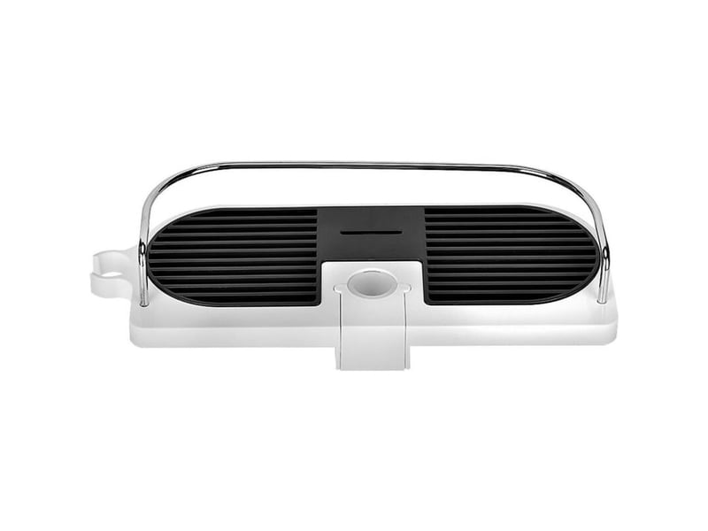  Étagère de rangement de salle‑de‑bain télescopique multifonction, support savon et crochet à serviette (tige de douche non‑fournie)  - Conforama E