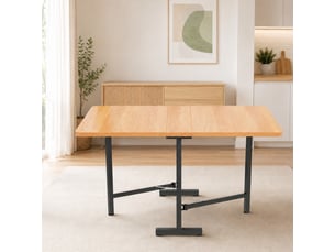 Table à manger extensible et pliante, rectangulaire 120x80x75 cm pour 4 à 6 personnes, mdf, naturel