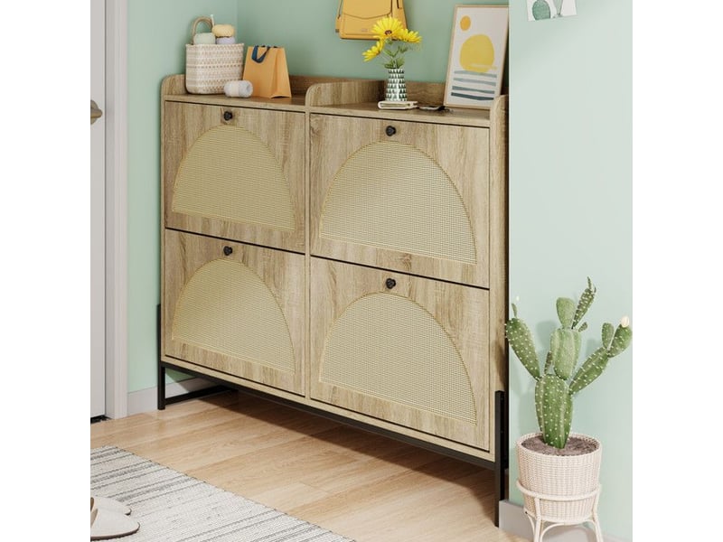  Armoire à chaussures - truxen8 - 4 volets - sécurité - design moderne - pe-rattan 118x25x91.5cm - Conforama D