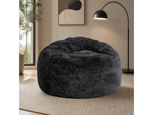 Fauteuil pouf à dossier haut incurvé en velours noir, 98 x 100 cm, pour une détente enveloppante au quotidien