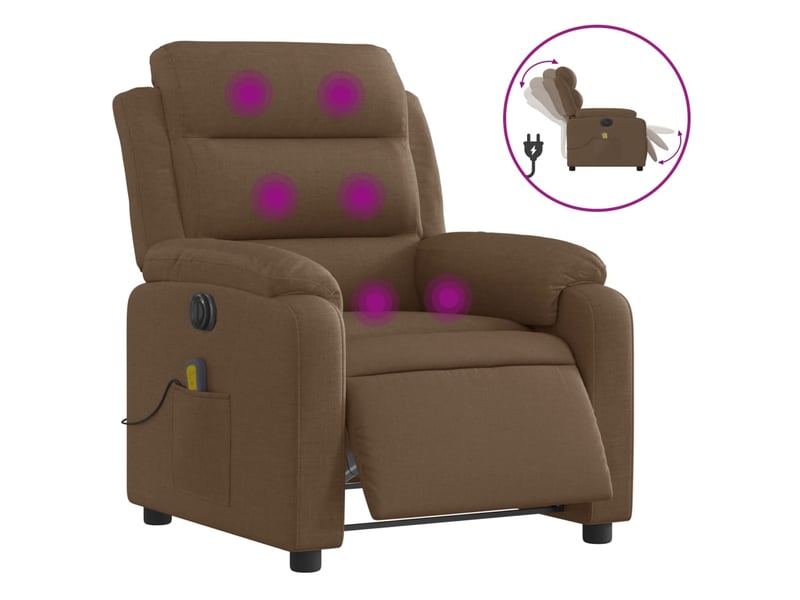  Fauteuil inclinable de massage électrique, fauteuil relax marron tissu shl26083  - Conforama A