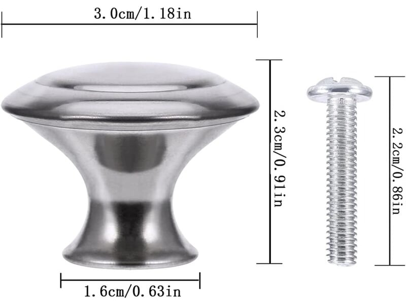  Jeu de 30 poignées rondes en acier inoxydable, poignées pour commodes, cuisine, meubles et chambre à coucher avec vis  - Conforama C