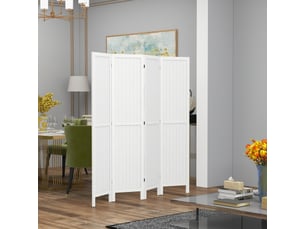 Paravent en bois séparateur de pièce closion intérieur pliable 4 panneaux en bois blanc 160 x 170 cm