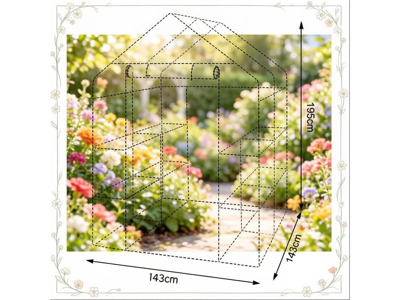  Serre de jardin 143x143x195 cm – verte – porte zippée, film pe protecteur pour plantes et tomates sensibles  - Conforama C