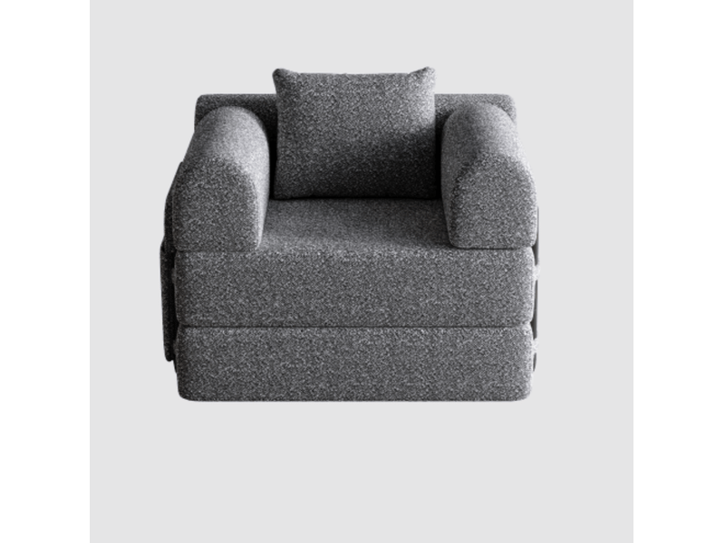  Canapé-lit convertible simple avec rangement d’accoudoir et structure acier  - sans matelas, chenille - gris  - Conforama A